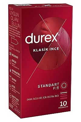 Durex Klasik İnce Prezervatif 10 Adet - 1
