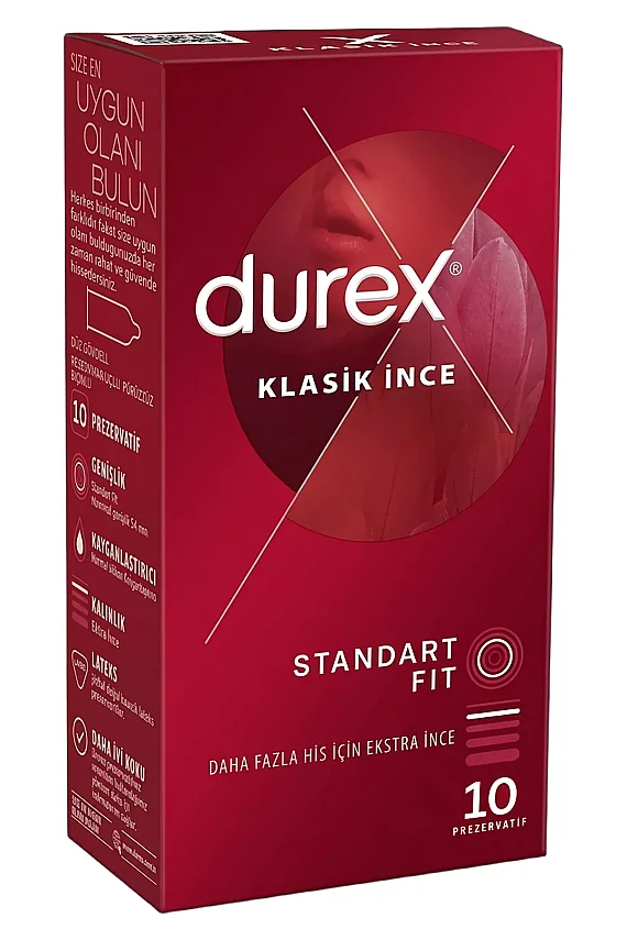 Durex Klasik İnce Prezervatif 10 Adet - 1