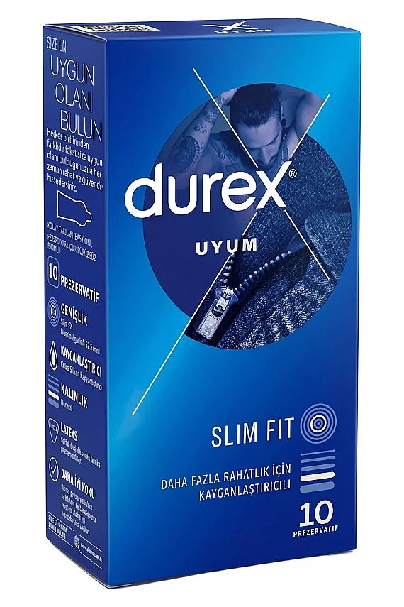 Durex Prezervatif Slim Fit Uyum 10lu - 1