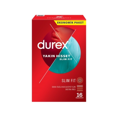 Durex Yakın Hisset Slim Fit Prezervatif 16lı - Durex