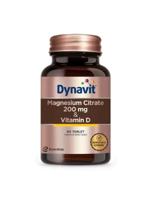 Dynavit Magnesium Citrate 200 mg & D Vitamini 60 Tablet - 1