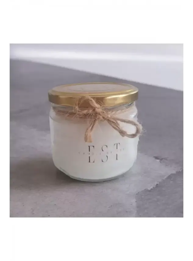 Ebruli Sanat Tasarım %100 Soya Wax Ev Dekorasyonu Cam Kavanoz Çiçek Süslemeli Beyaz Mum - 3