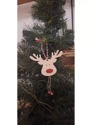 Ebruli Sanat Tasarım 3’lü Dekoratif Süs, Noel Geyiği, Şans Evi, Kurabiye Adam - 4