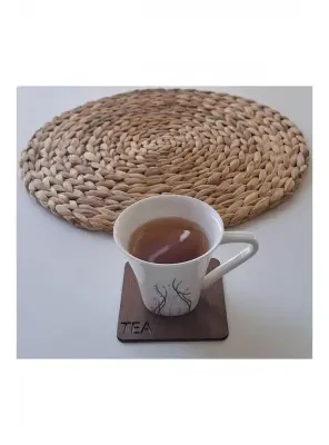 Ebruli Sanat Tasarım 4’lü Ahşap Tasarım Kahve, Su, Çay, Meyve Suyu Bardak Altlığı - 1
