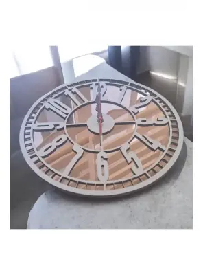Ebruli Sanat Tasarım Ahşap Üstüne Pleksi Kaplama 3 Boyutlu Rakam Görselli 30 cm Dekorasyon Duvar Saati - 1