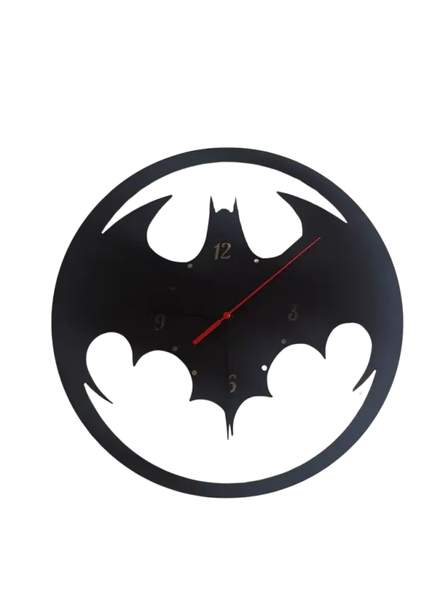 Ebruli Sanat Tasarım Batman Temalı Ahşap Duvar Saati - 1