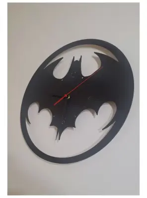 Ebruli Sanat Tasarım Batman Temalı Özel Tasarım Siyah Ahşap Duvar Saati Duvar Dekorasyonu - 3