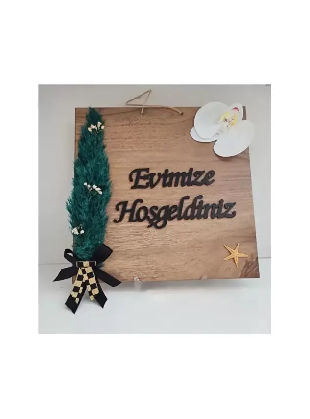 Ebruli Sanat Tasarım '' Evimize Hoşgeldiniz '' Kapı Süsü - 1