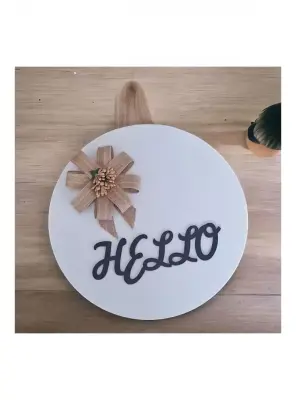 Ebruli Sanat Tasarım Hello Özel Tasarım Ahşap Kapı Süsü - 1