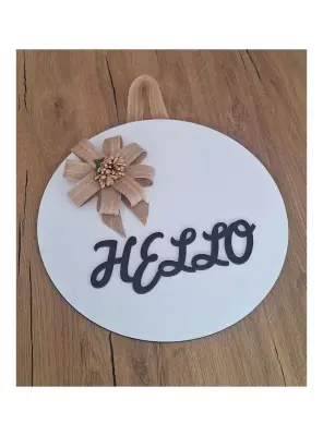 Ebruli Sanat Tasarım Hello Özel Tasarım Ahşap Kapı Süsü - 2