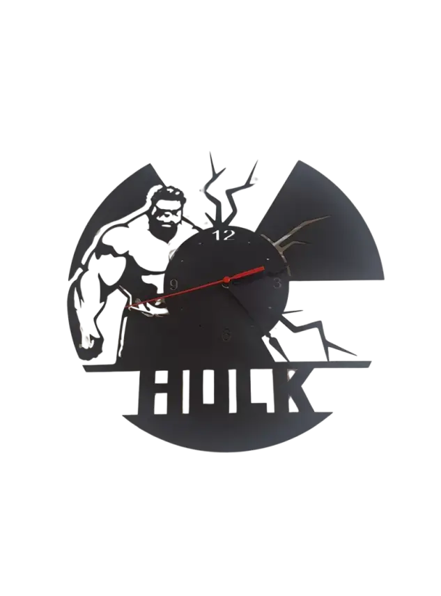 Ebruli Sanat Tasarım Hulk Temalı Ahşap Duvar Saati - 1