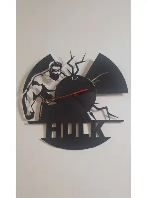 Ebruli Sanat Tasarım Hulk Temalı Özel Tasarım Ahşap Duvar Saati Duvar Dekorasyonu - 2