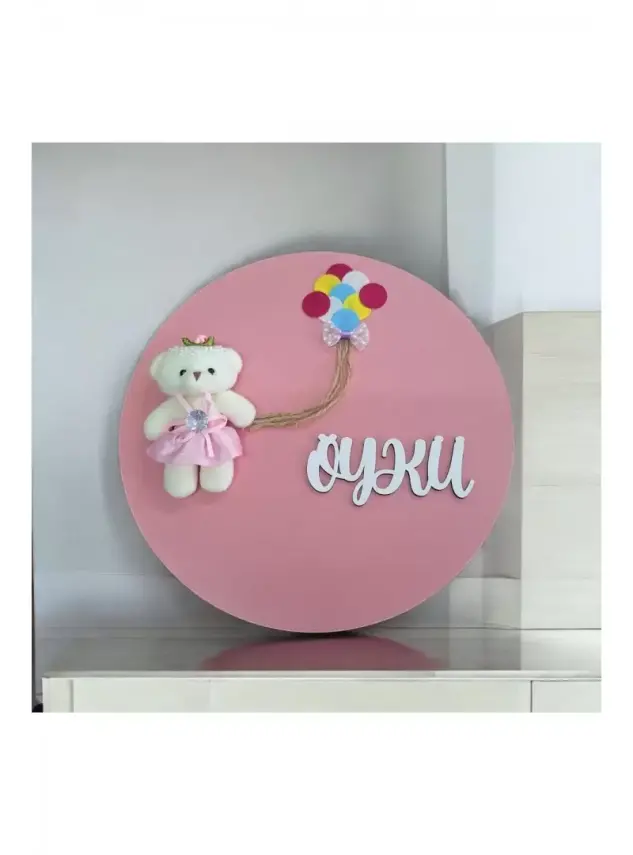 Ebruli Sanat Tasarım Kişiye Özel isimli bebek Ve Keçe Balon Detaylı Çocuk Odası Kapı Süsü - 2