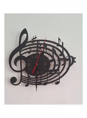 Ebruli Sanat Tasarım Özel Tasarım Duvar Saati Müzik Sol Anahtarı - 1