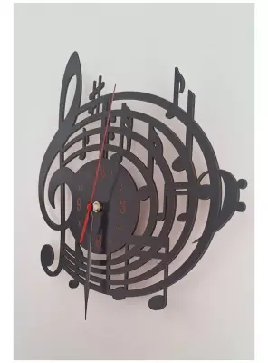 Ebruli Sanat Tasarım Özel Tasarım Duvar Saati Müzik Sol Anahtarı - 2