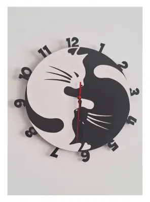 Ebruli Sanat Tasarım Özel Tasarım Yin Yang Tasarım Duvar Saati - 1