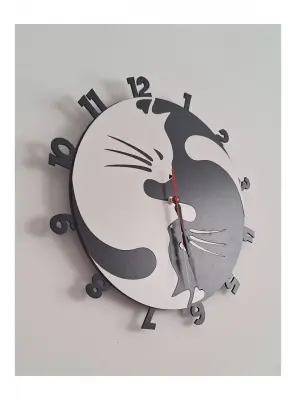 Ebruli Sanat Tasarım Özel Tasarım Yin Yang Tasarım Duvar Saati - 2