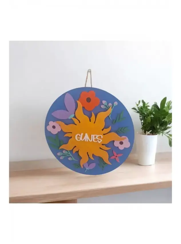 Ebruli Sanat Tasarım Özel Yapım Ahşap El Boyaması Çocuk Odası Kapı Süsü+ Pleksi Magnet Hediye - 3