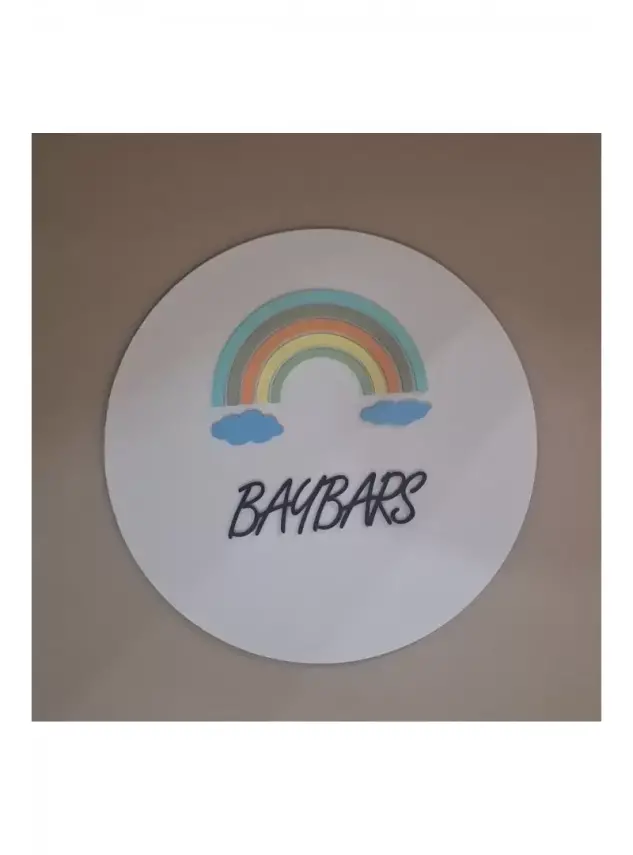 Ebruli Sanat Tasarım Rainbow Desenli Özel Tasarım Çocuk Odası Kapı Süsü Ve Duvar Süsü - 1