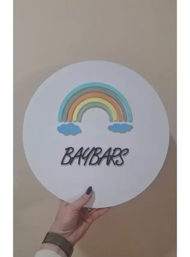Ebruli Sanat Tasarım Rainbow Desenli Özel Tasarım Çocuk Odası Kapı Süsü Ve Duvar Süsü - 2