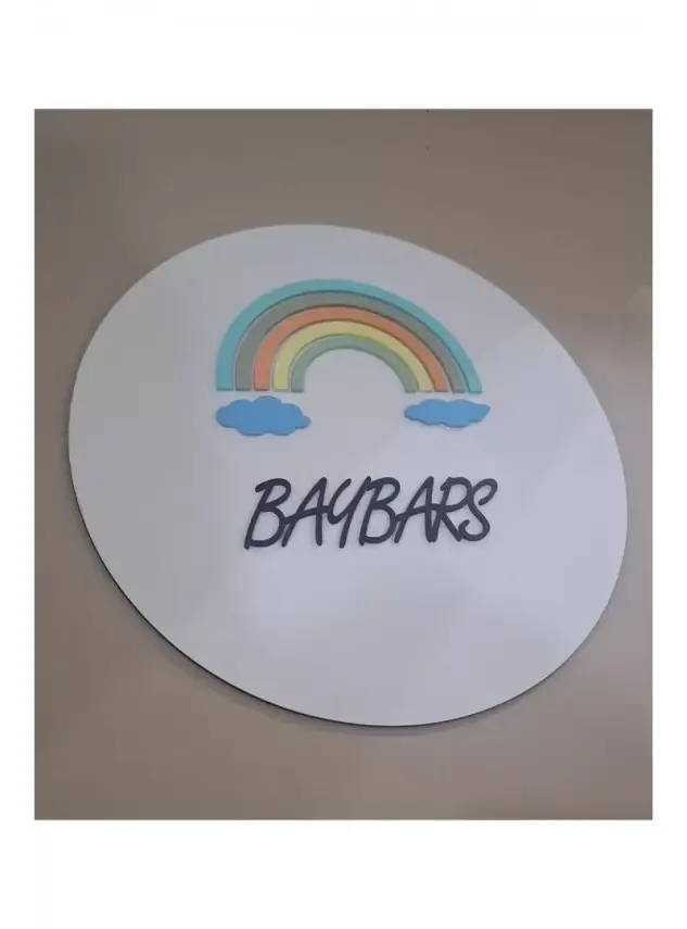 Ebruli Sanat Tasarım Rainbow Desenli Özel Tasarım Çocuk Odası Kapı Süsü Ve Duvar Süsü - 3