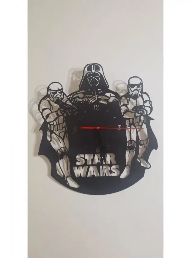 Ebruli Sanat Tasarım Starwars Özel Tasarım Ahşap Duvar Saati - 2