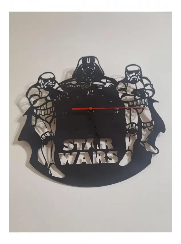 Ebruli Sanat Tasarım Starwars Özel Tasarım Ahşap Duvar Saati - 3