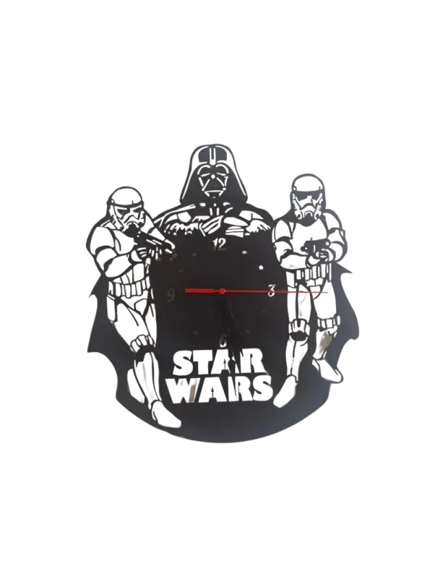 Ebruli Sanat Tasarım Starwars Temalı Ahşap Duvar Saati - 1