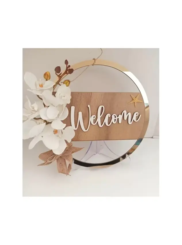 Ebruli Sanat Tasarım '' Welcome '' Kapı Süsü - Pleksi - - 1