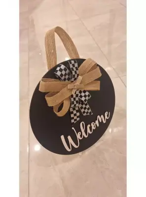 Ebruli Sanat Tasarım Welcome Özel Tasarım Kurdele Detaylı Kapı Süsü - 3