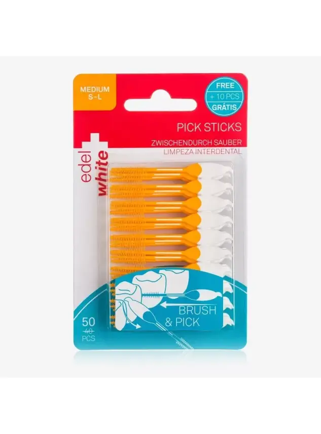 Edel White Pick Sticks Fırçalı Kürdan - Medium - 50 Adet - 1