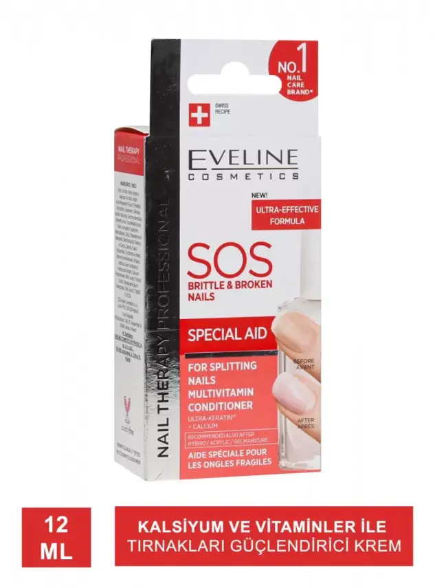 Eveline Sos Brittle & Broken Nails - Kırılgan Tırnaklar için Krem - 12 ml - 1