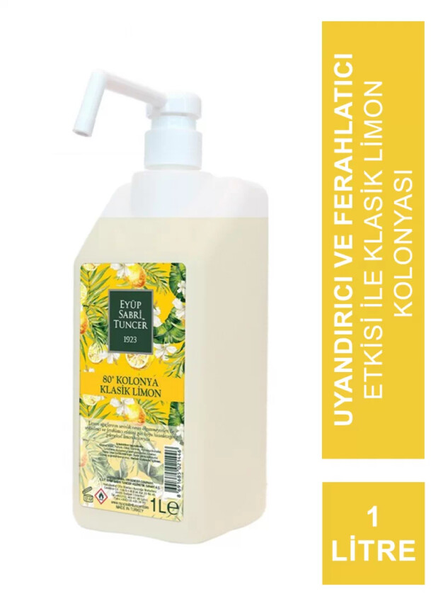 Eyüp Sabri Tuncer 80° Klasik Limon Kolonyası 1 lt - Sprey Başlıklı - Eyüp Sabri Tuncer