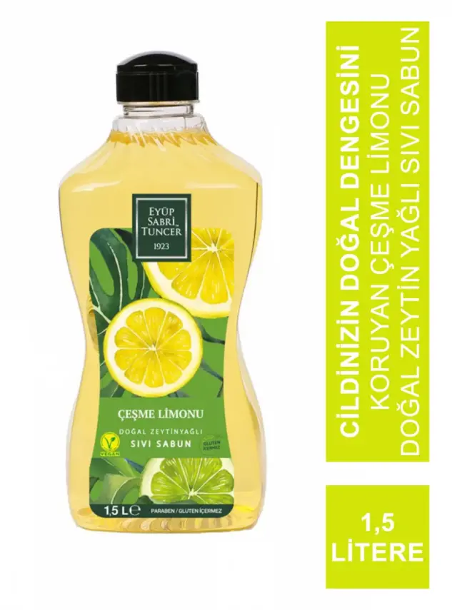 Eyüp Sabri Tuncer Doğal Zeytinyağlı Sıvı Sabun Çeşme Limonu 1,5 Lt - 1
