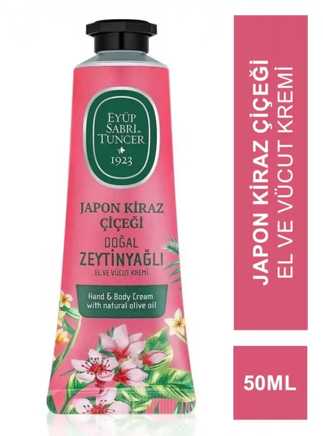 Eyüp Sabri Tuncer Japon Kiraz Çiçeği Doğal Zeytinyağlı El ve Vücut Kremi 50 ml - 1