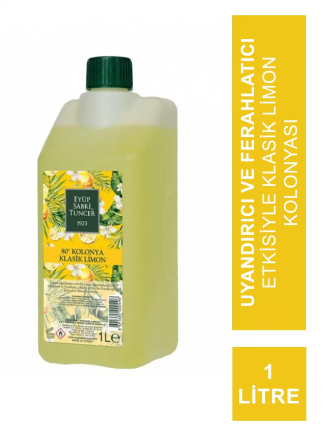 Eyüp Sabri Tuncer Klasik Limon Kolonyası 1 lt - Koruma Kilitli Kapak - Eyüp Sabri Tuncer