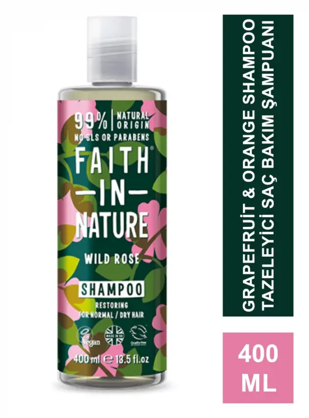 Faith In Nature Wild Rose Shampoo Onarıcı Saç Bakım Şampuanı 400 ml - 2