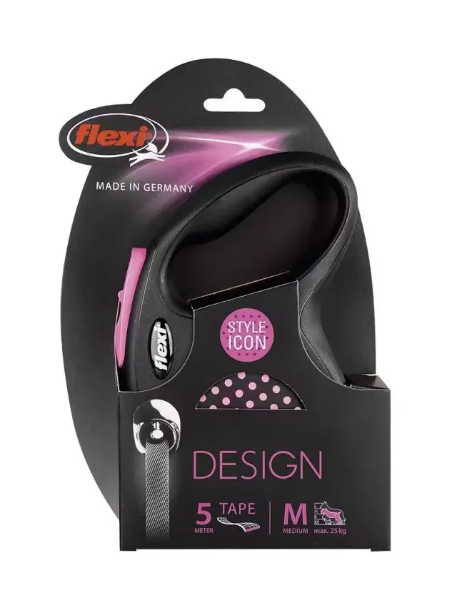 Flexi Design Style Icon 5Mt Medium Pembe Max 25 Kg Otomatik Gezdirme - 1