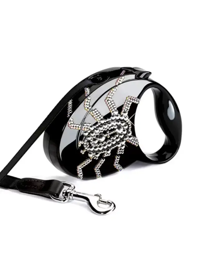 Flexi Luxury Glam Spider Swarovski Taşlı Small Otomatik Gezdirme 12Kg/3M - 1