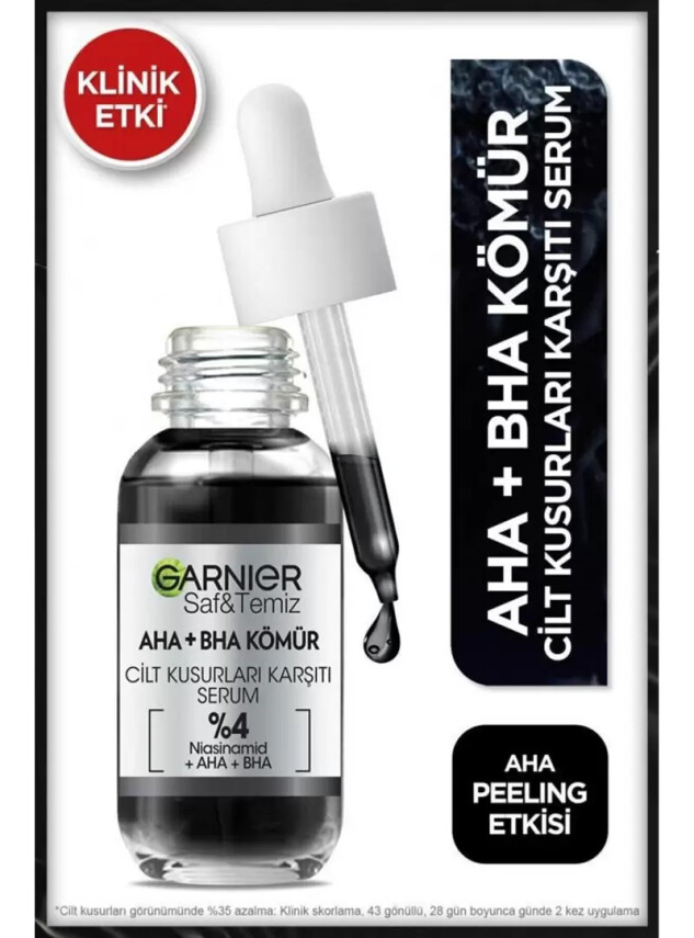 Garnier Aha+Bha Kömür Cilt Kusurları Karşıtı Serum %4 30 ml - Garnier