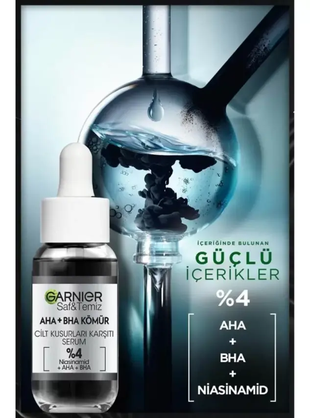 Garnier Aha+Bha Kömür Cilt Kusurları Karşıtı Serum %4 30 ml - 2
