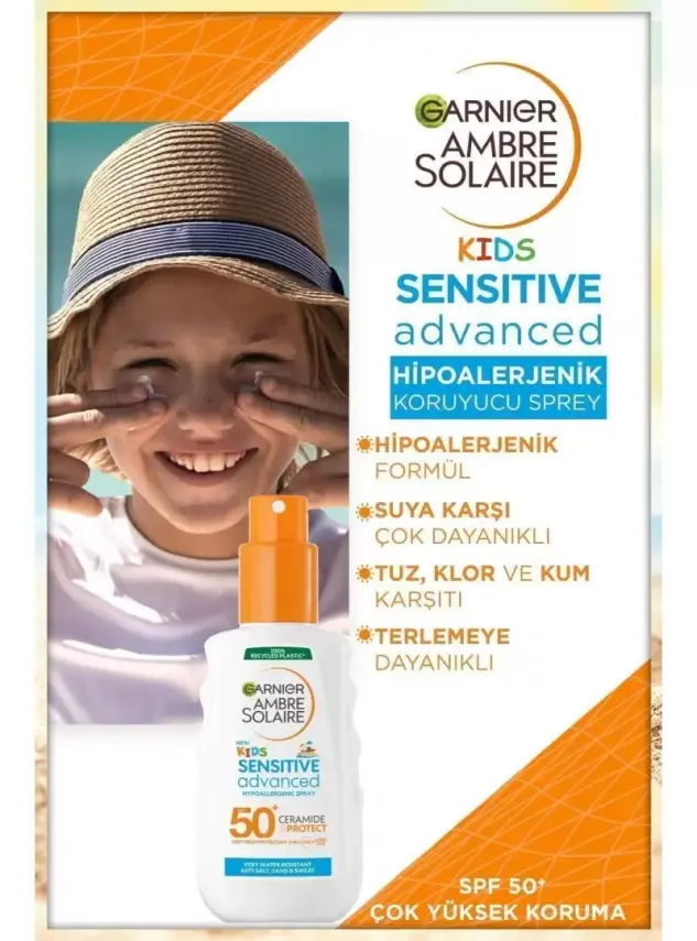 Garnier Ambre Solaire Kids Sensitive Advanced Sprey SPF 50+ - Çocuklar İçin Hassas Cilt Güneş Koruyucu Sprey - 150 ml - 2