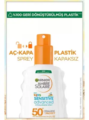 Garnier Ambre Solaire Kids Sensitive Advanced Sprey SPF 50+ - Çocuklar İçin Hassas Cilt Güneş Koruyucu Sprey - 150 ml - 3