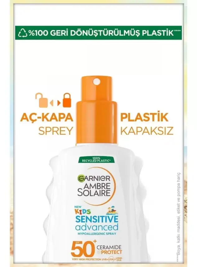 Garnier Ambre Solaire Kids Sensitive Advanced Sprey SPF 50+ - Çocuklar İçin Hassas Cilt Güneş Koruyucu Sprey - 150 ml - 3