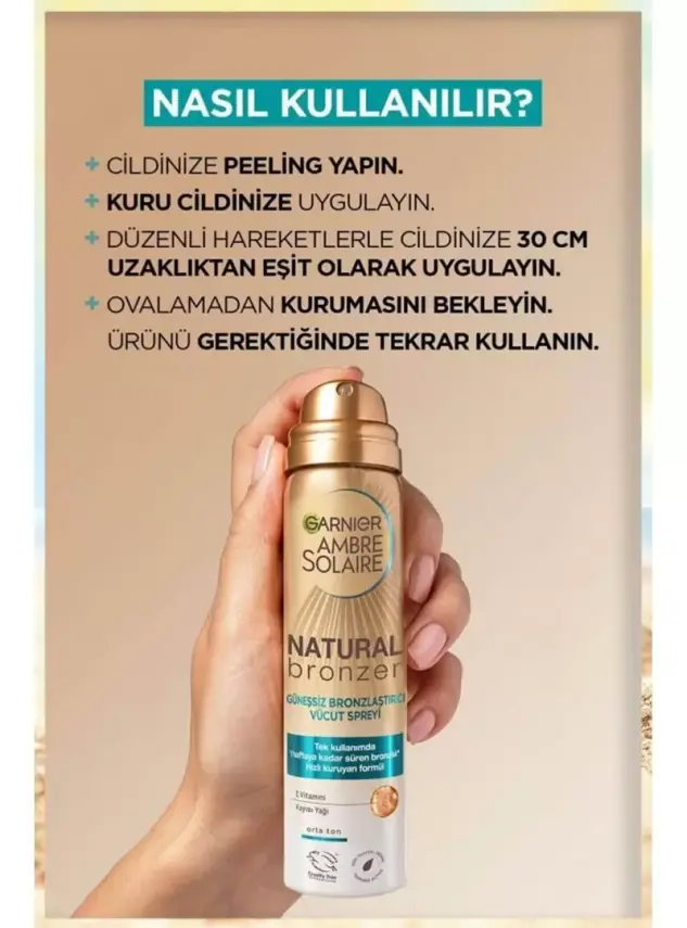 Garnier Ambre Solaire Natural Bronzer Selt Tan Mist Body - Güneşsiz Bronzlaştırıcı Sprey - 150ml - 4