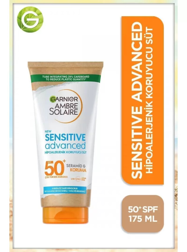 Garnier Ambre Solaire Sensitive Advanced Milk SPF 50+ - Hassas Ciltler İçin Güneş Koruyucu Süt - 175 ml - Garnier