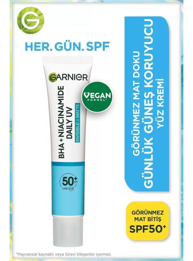 Garnier Bha+Niasinamid - Günlük Güneş Koruyucu Fluid Yüz Kremi - Spf50+ 40 ml - Garnier