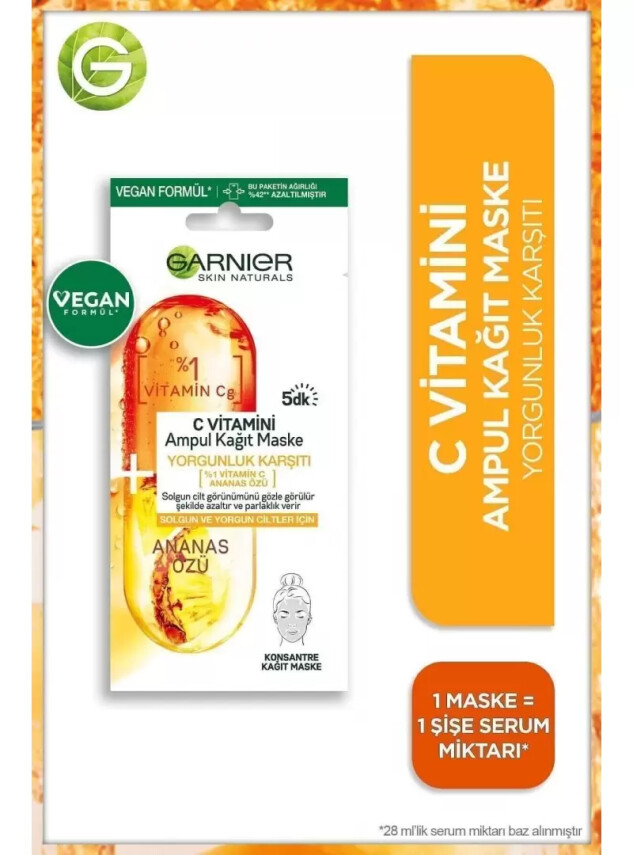 Garnier C Vitamini Ampul Kağıt Maske 15 gr - Garnier