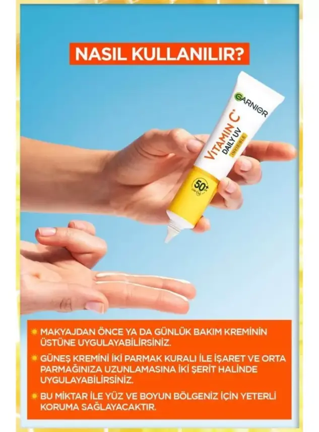 Garnier C Vitamini Parlak Günlük Güneş Koruyucu Fluid Yüz Kremi - Görünmez Doku - Spf50+ 40 ml - 2