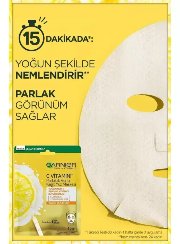 Garnier C Vitamini Parlaklık Verici Kağıt Yüz Maskesi 28 gr - 2